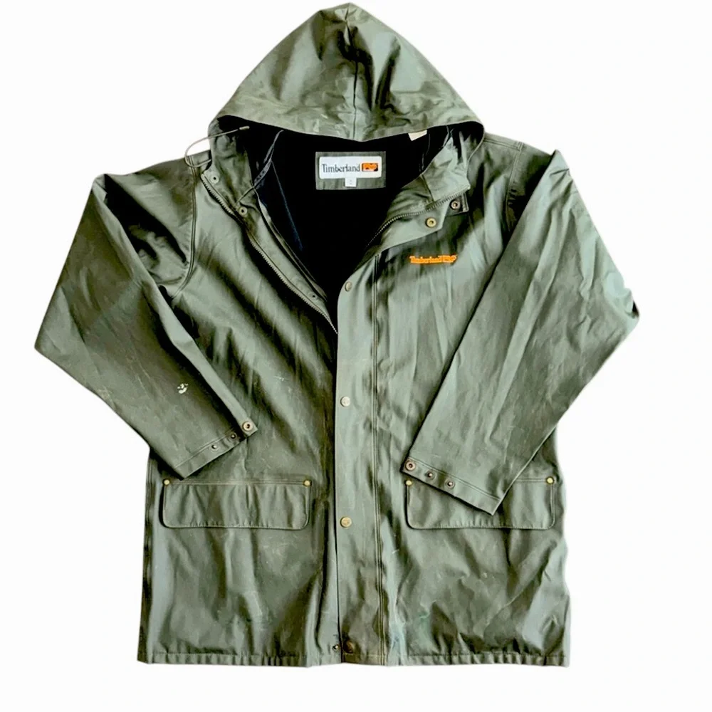 TIMBERLAND MENS PRO SERIES RAIN JACKET HOOD OLIVE GREEN PERFORMANCE OUTDOORS